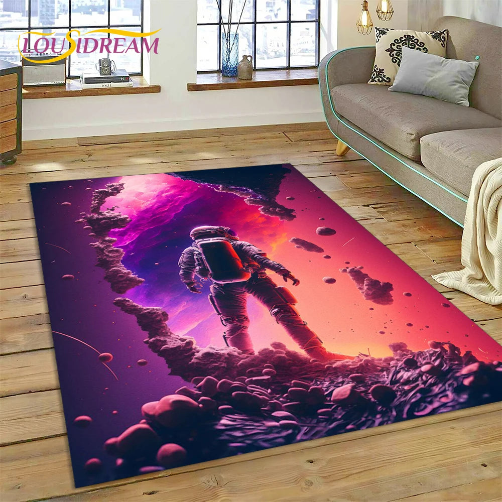 Astronaut Universe Spaceman Outer Space Cartoon Carpet Rug for Home Living Room Bedroom Sofa Doormat Decor,Kid Area Rug Non-slip