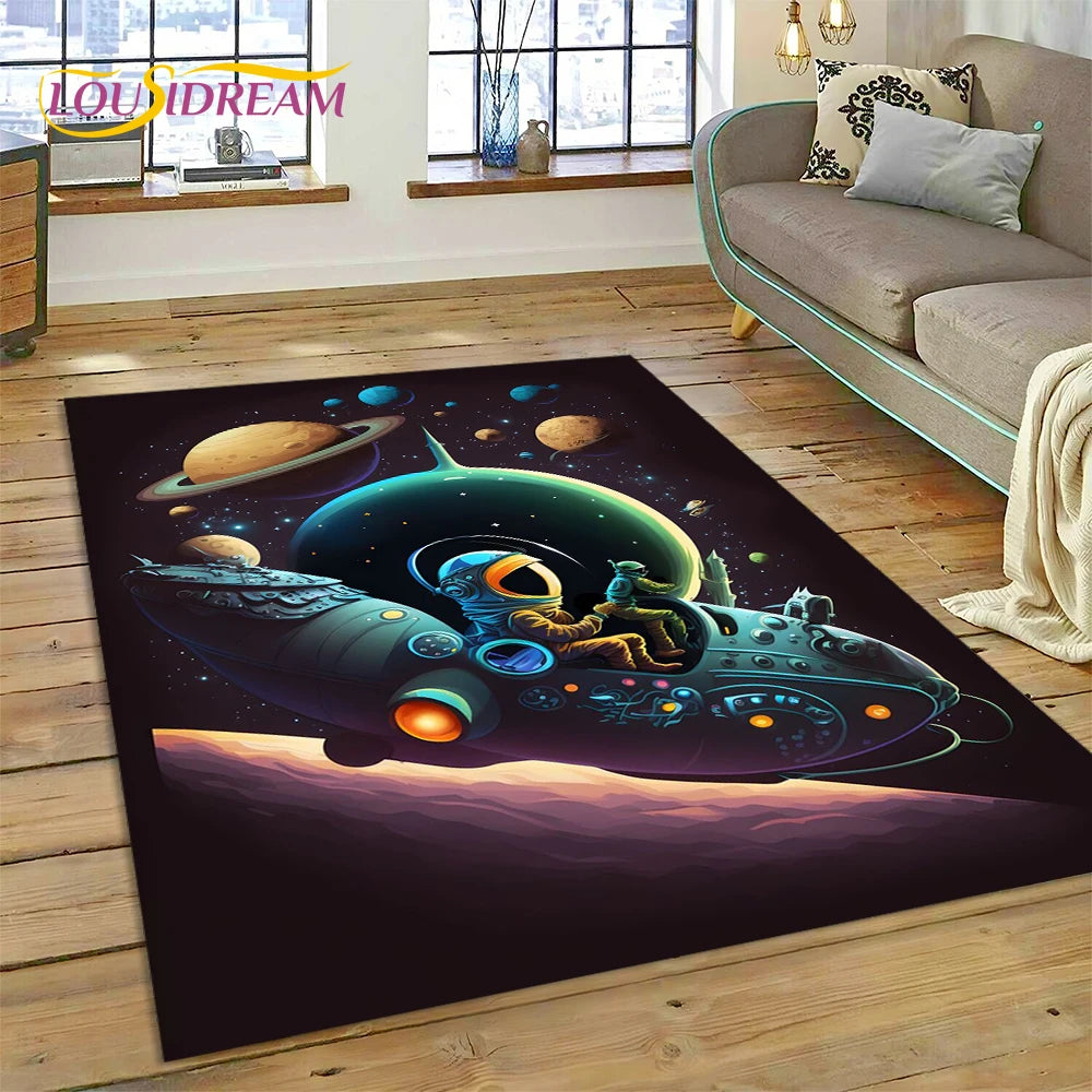 Astronaut Universe Spaceman Outer Space Cartoon Carpet Rug for Home Living Room Bedroom Sofa Doormat Decor,Kid Area Rug Non-slip