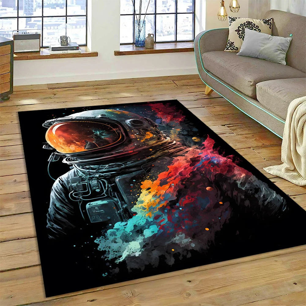 Astronaut Universe Spaceman Outer Space Cartoon Carpet Rug for Home Living Room Bedroom Sofa Doormat Decor,Kid Area Rug Non-slip