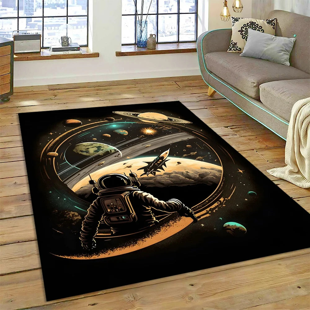 Astronaut Universe Spaceman Outer Space Cartoon Carpet Rug for Home Living Room Bedroom Sofa Doormat Decor,Kid Area Rug Non-slip