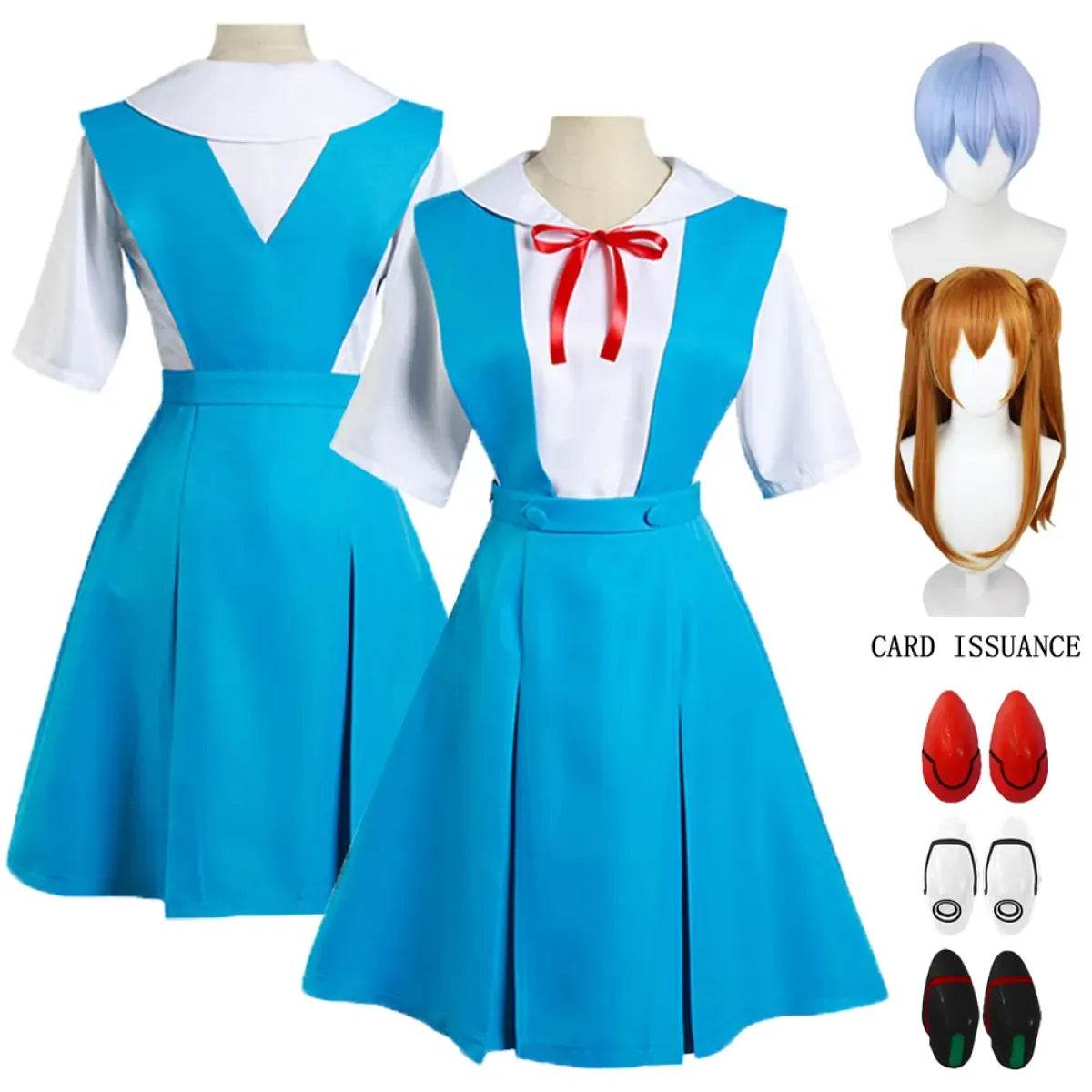 Rei Ayanami & Asuka Langley Soryu Cosplay Costume - School Uniform Dresses - Beige / XS / CN | Asuka Langley Soryu