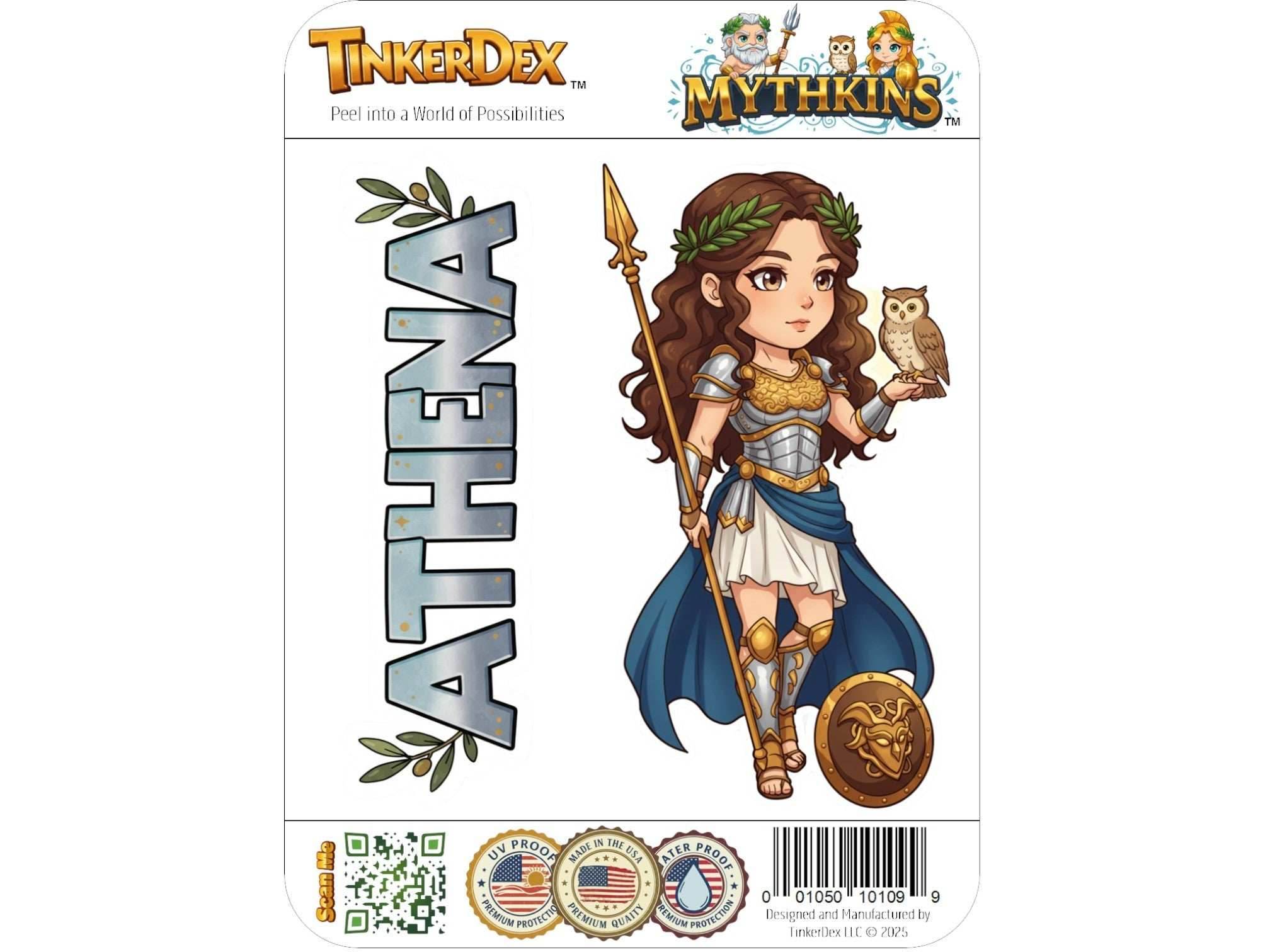Athena Sticker and Magnet – Pallas Mythkins™ – Greek Goddess of Wisdom and Strategy | Waterproof & UV-Proof - Sticker / Mini