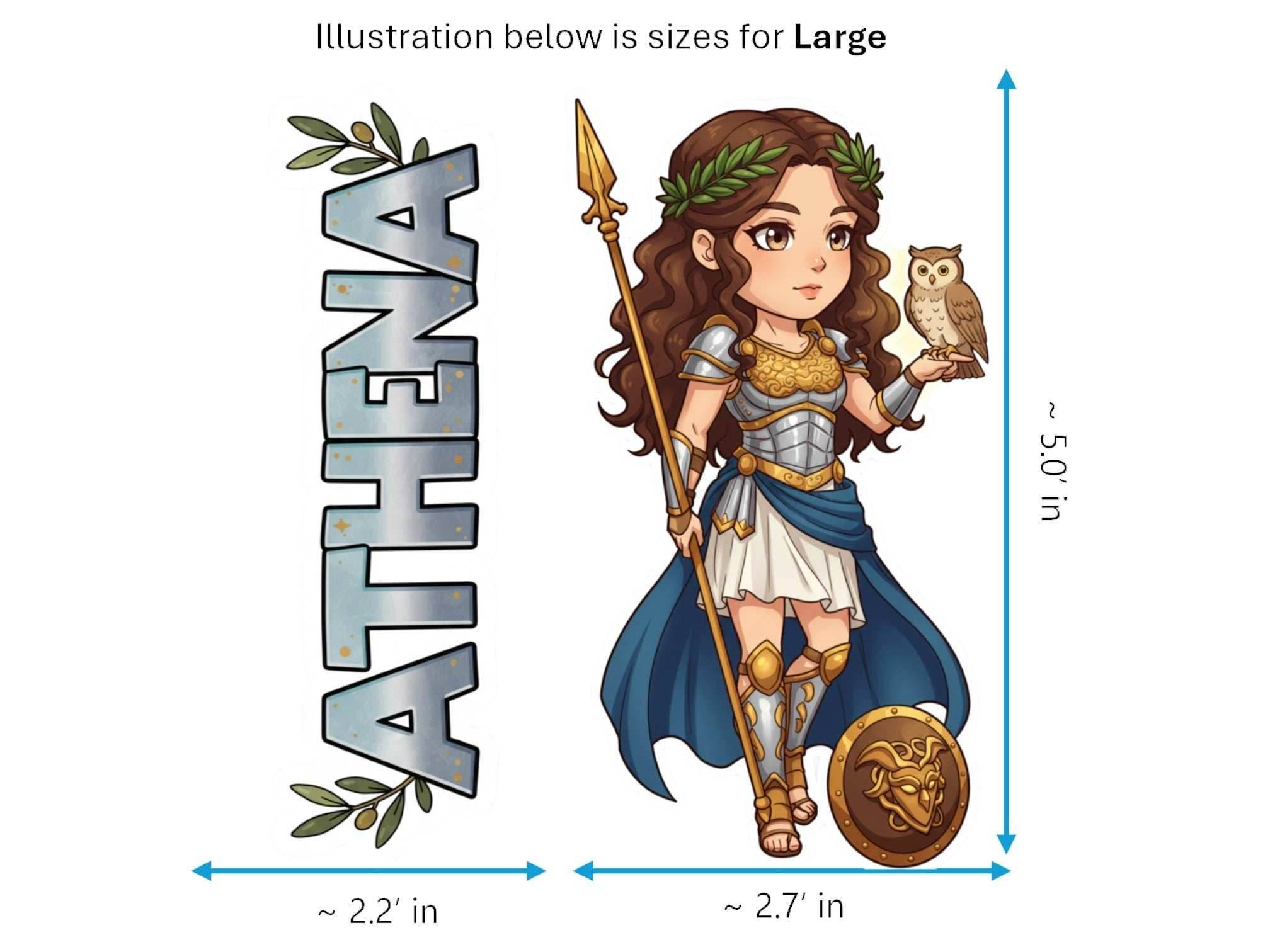 Athena Sticker and Magnet – Pallas Mythkins™ – Greek Goddess of Wisdom and Strategy | Waterproof & UV-Proof - Sticker / Large