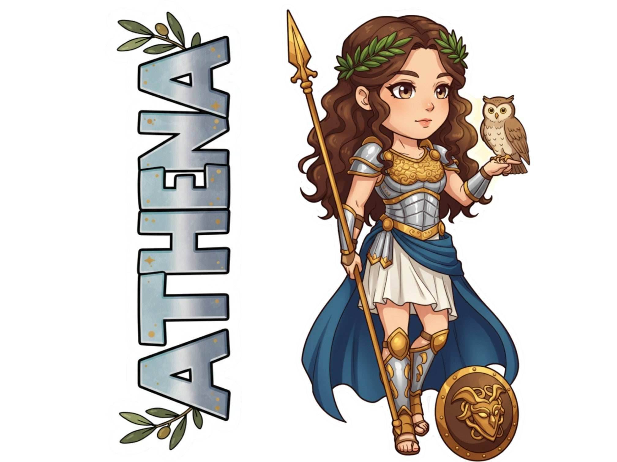 Athena Sticker and Magnet – Pallas Mythkins™ – Greek Goddess of Wisdom and Strategy | Waterproof & UV-Proof - Sticker / Mini