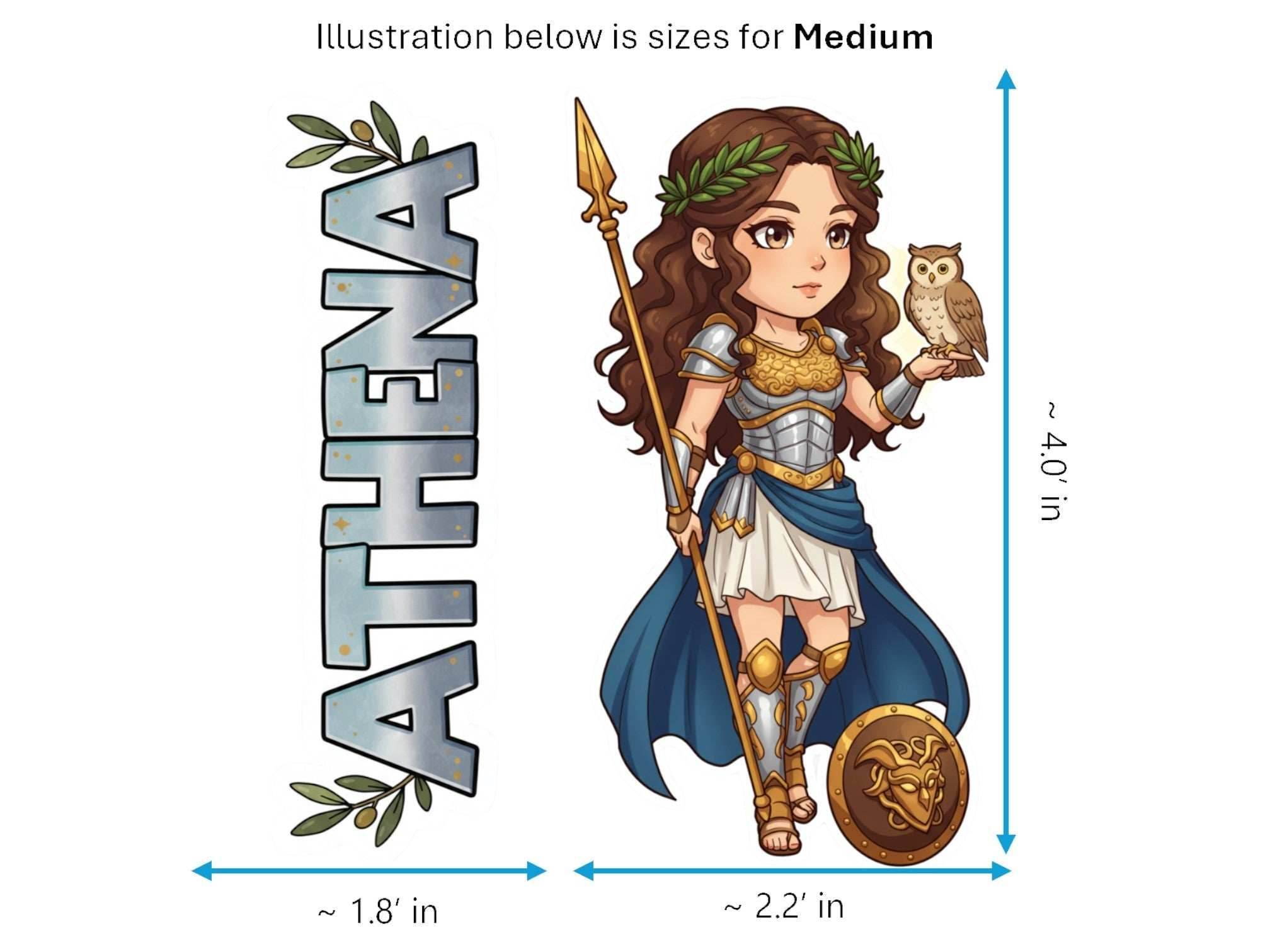 Athena Sticker and Magnet – Pallas Mythkins™ – Greek Goddess of Wisdom and Strategy | Waterproof & UV-Proof - Sticker / Medium