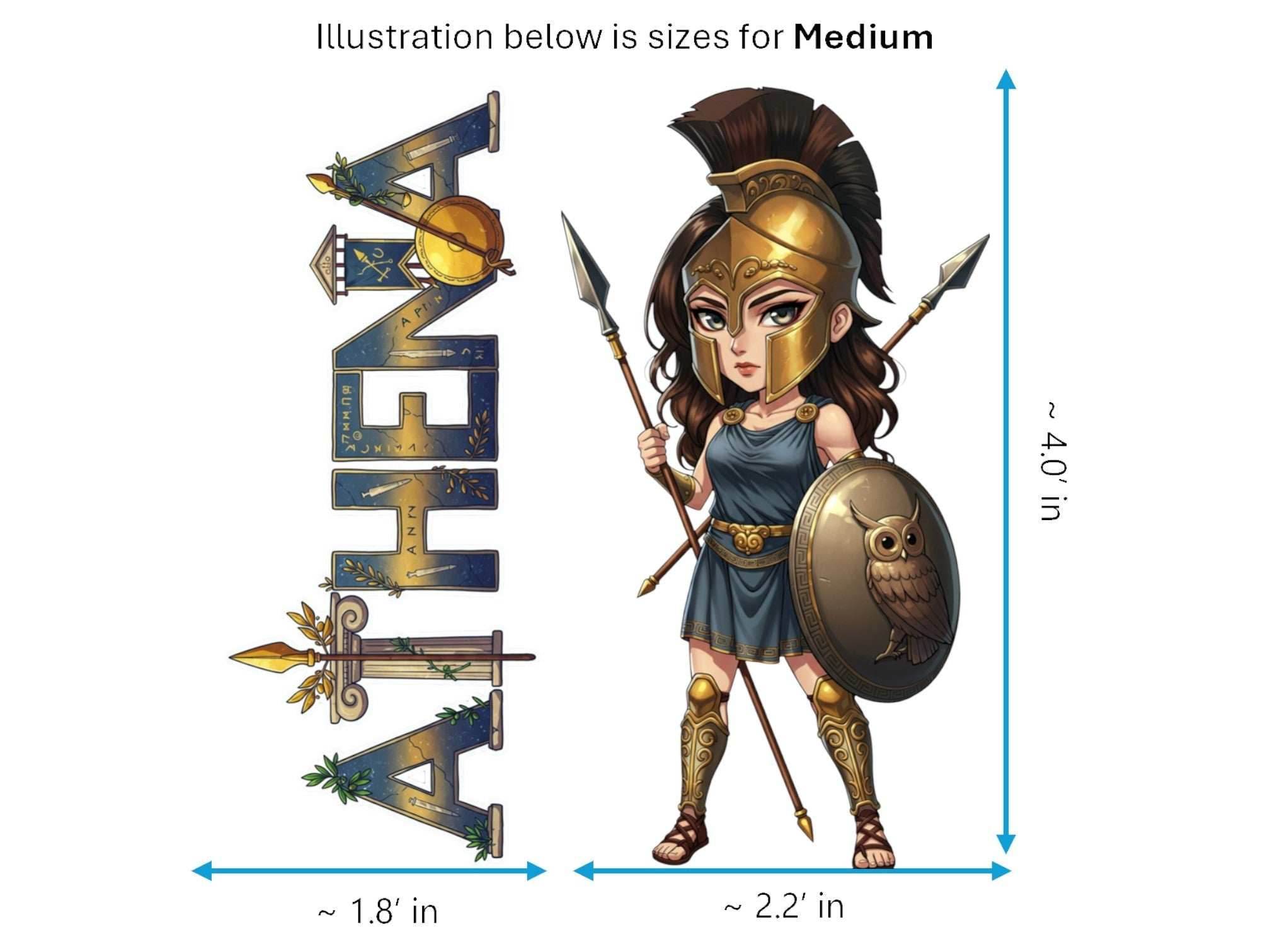 Athena Sticker and Magnet – Promachos Mythkins™ – Greek Goddess of Wisdom and Strategy | Waterproof & UV-Proof - Sticker / Medium