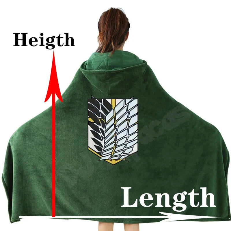 Attack on Titan Blanket Cloak Cosplay Shingeki No Kyojin Survey Corps Cloak Cape Flannel Cosplay Costume Hoodie