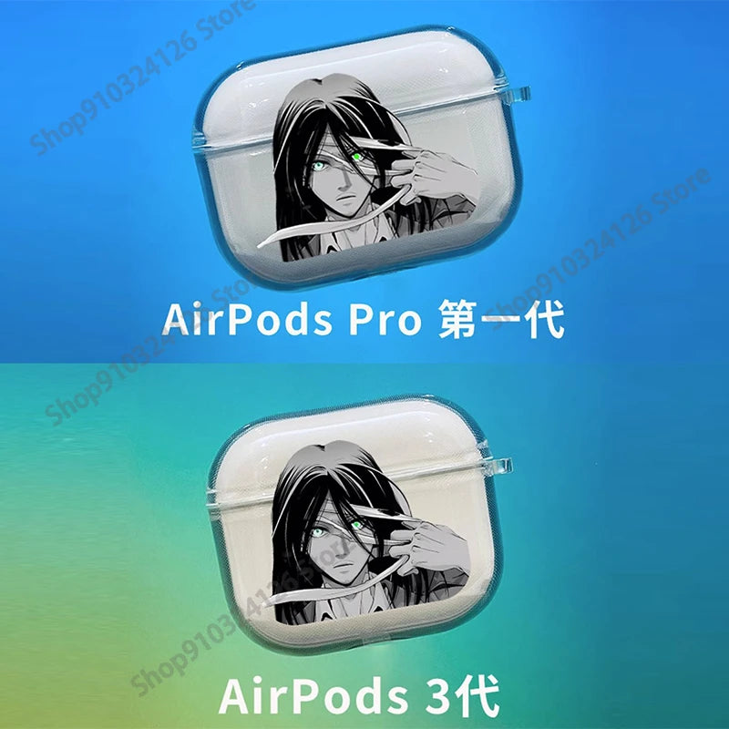 Attack on Titan Earphone Case for Airpods 4 2 3 Pro 1 2 Soft Wirless Bluetooth Headphone Cover Cartoon Anime AirPods Case