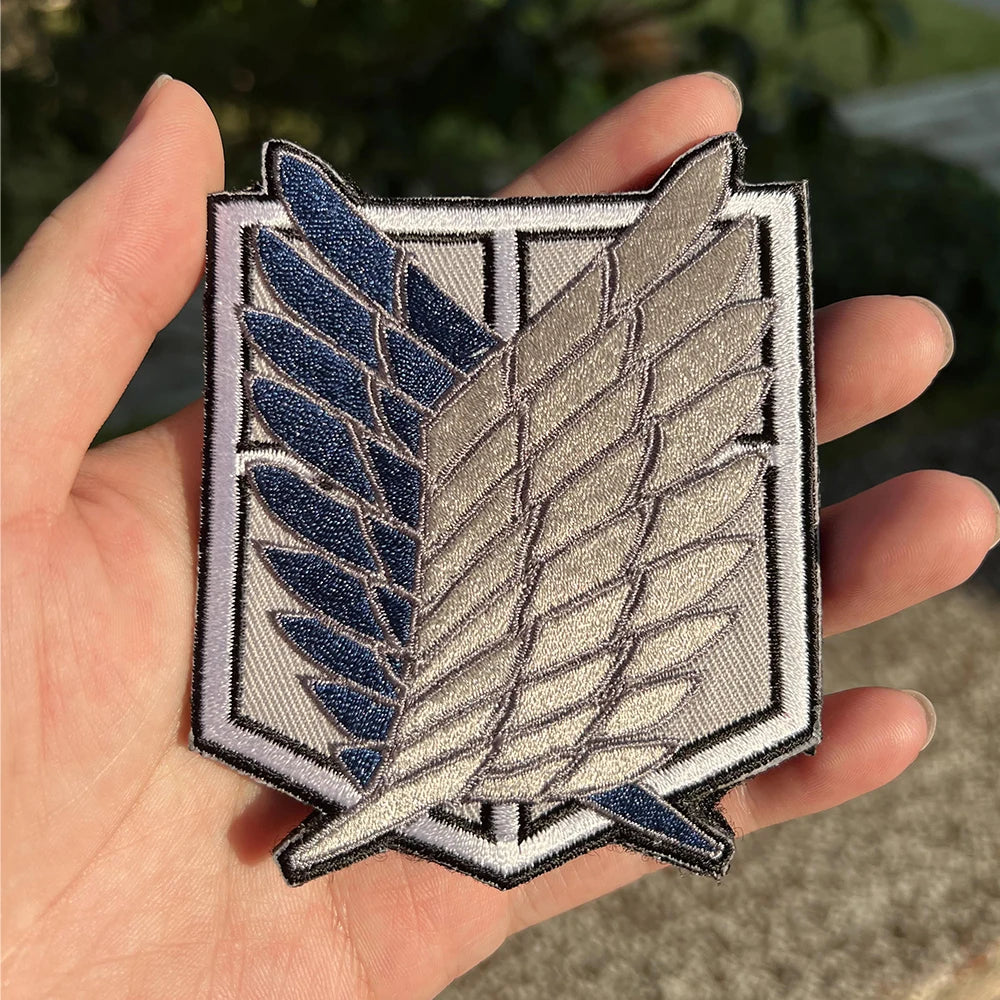 Attack on Titan Wings of Freedom Cosplay Patch Embroidery velcros Badge for Clothing, Armband, Hook & Loop Apparel Patches, 1PC