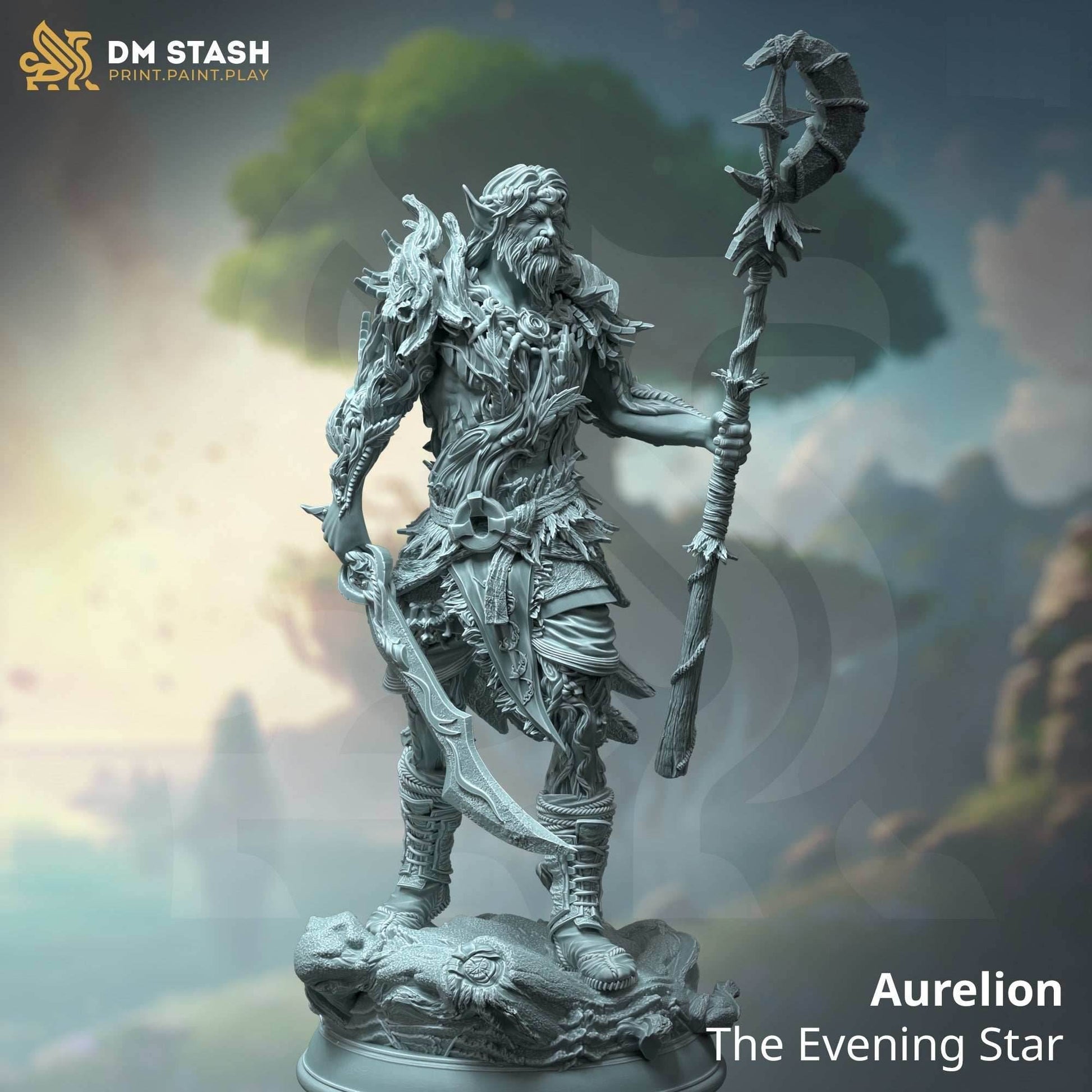 Aurelion, the Evening Star (Male Half-Elf Druid) - 32mm Scale