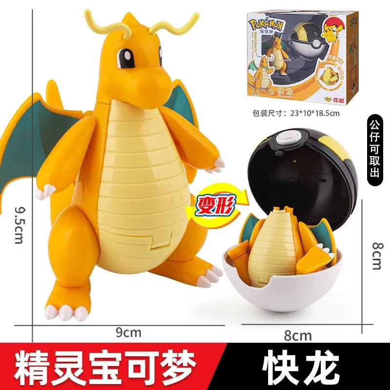 Authentic Pokémon Transformation Ball Toy Elf Pikachu Gyarados Mewtwo Venusaur Doll Desktop Ornament Doll Children's Toy Gifts