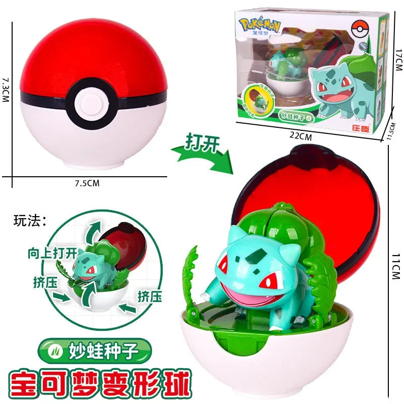 Authentic Pokémon Transformation Ball Toy Elf Pikachu Gyarados Mewtwo Venusaur Doll Desktop Ornament Doll Children's Toy Gifts