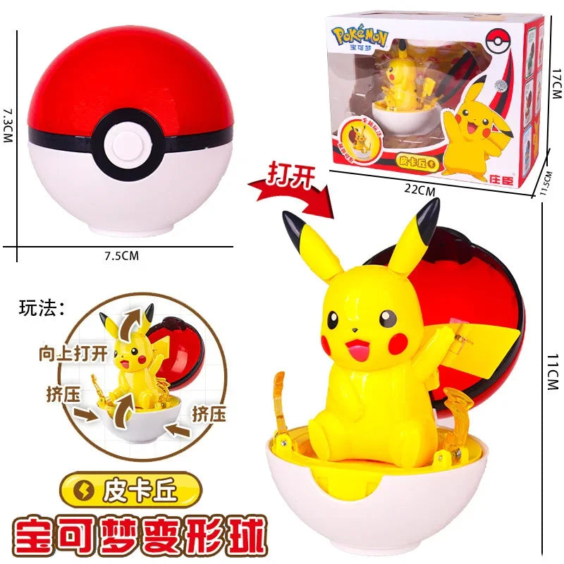 Authentic Pokémon Transformation Ball Toy Elf Pikachu Gyarados Mewtwo Venusaur Doll Desktop Ornament Doll Children's Toy Gifts