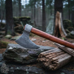 Damascus Steel Scandinavian Working Bearded Axe with Crescent Edge | JW SteelCrafts