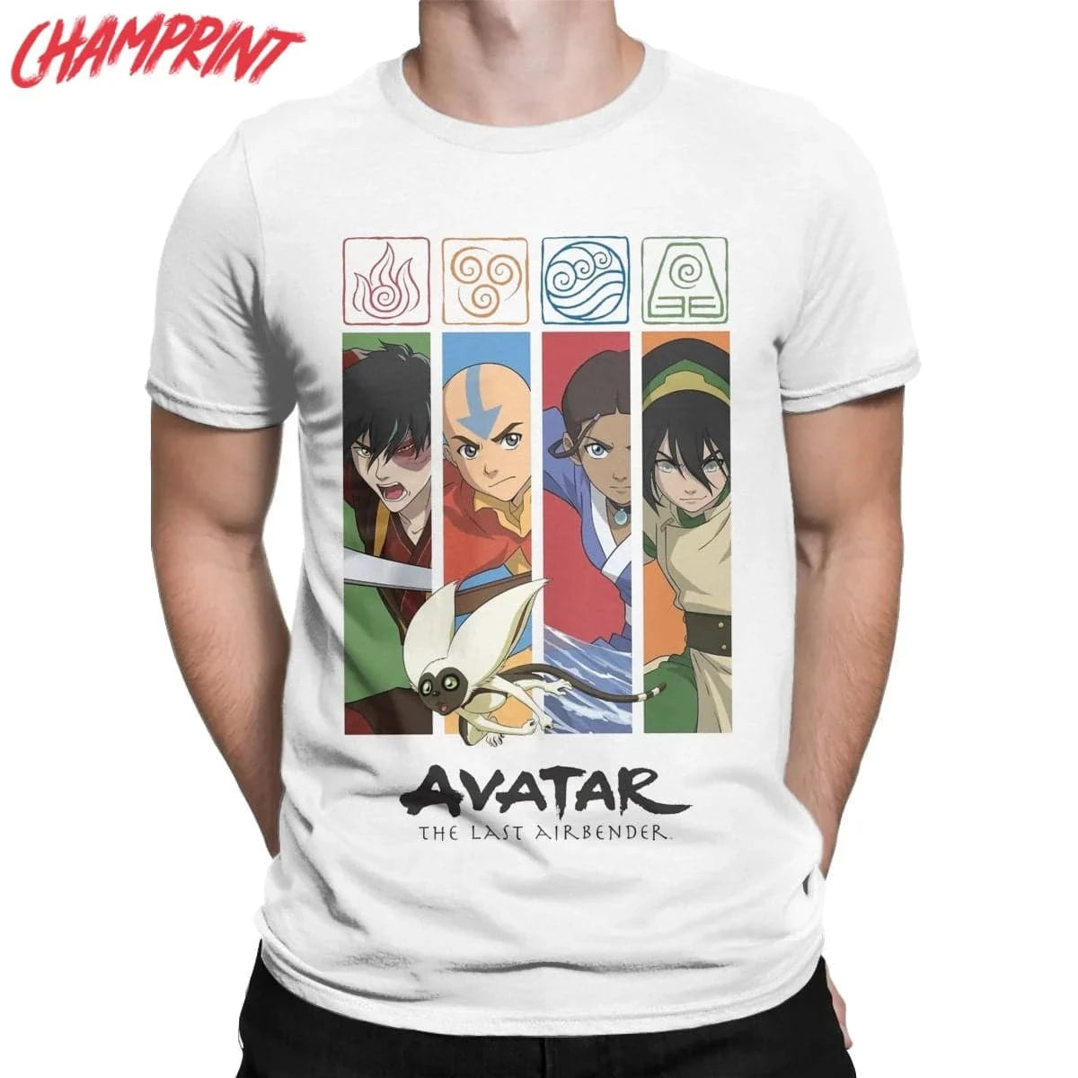 Avatar-The Last Airbender Group Character Panels T-Shirts Men Funny Cotton Tees Short Sleeve T Shirts New Arrival Clothing