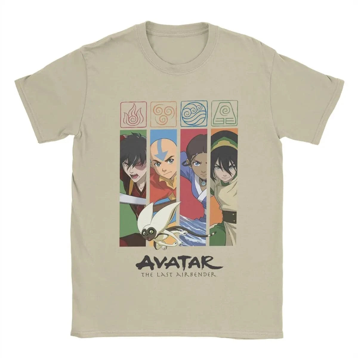 Avatar-The Last Airbender Group Character Panels T-Shirts Men Funny Cotton Tees Short Sleeve T Shirts New Arrival Clothing