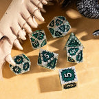 Silver Green Dragon Metal Dice Set