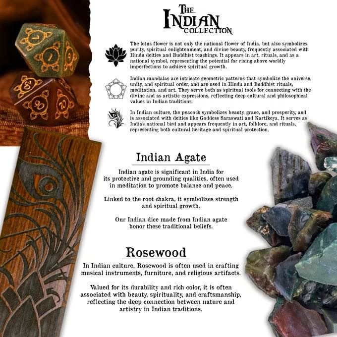 Indian, Indian Agate Stone Dice Set - Dice Around the World Collection - 