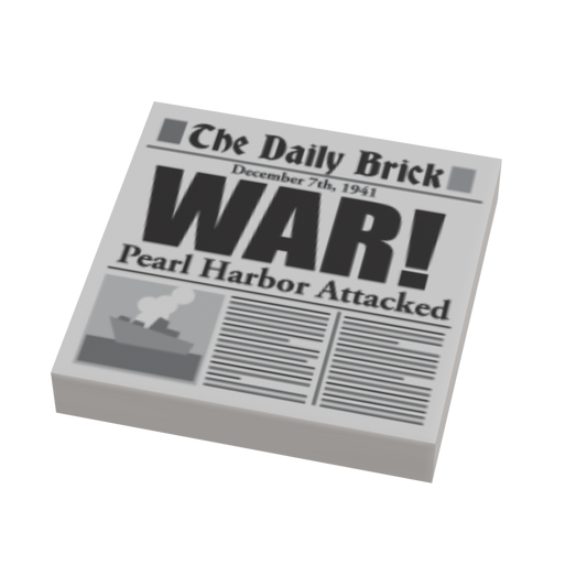 B3 Customs® Pearl Harbor Attack WW2 Newspaper (2x2 Tile)