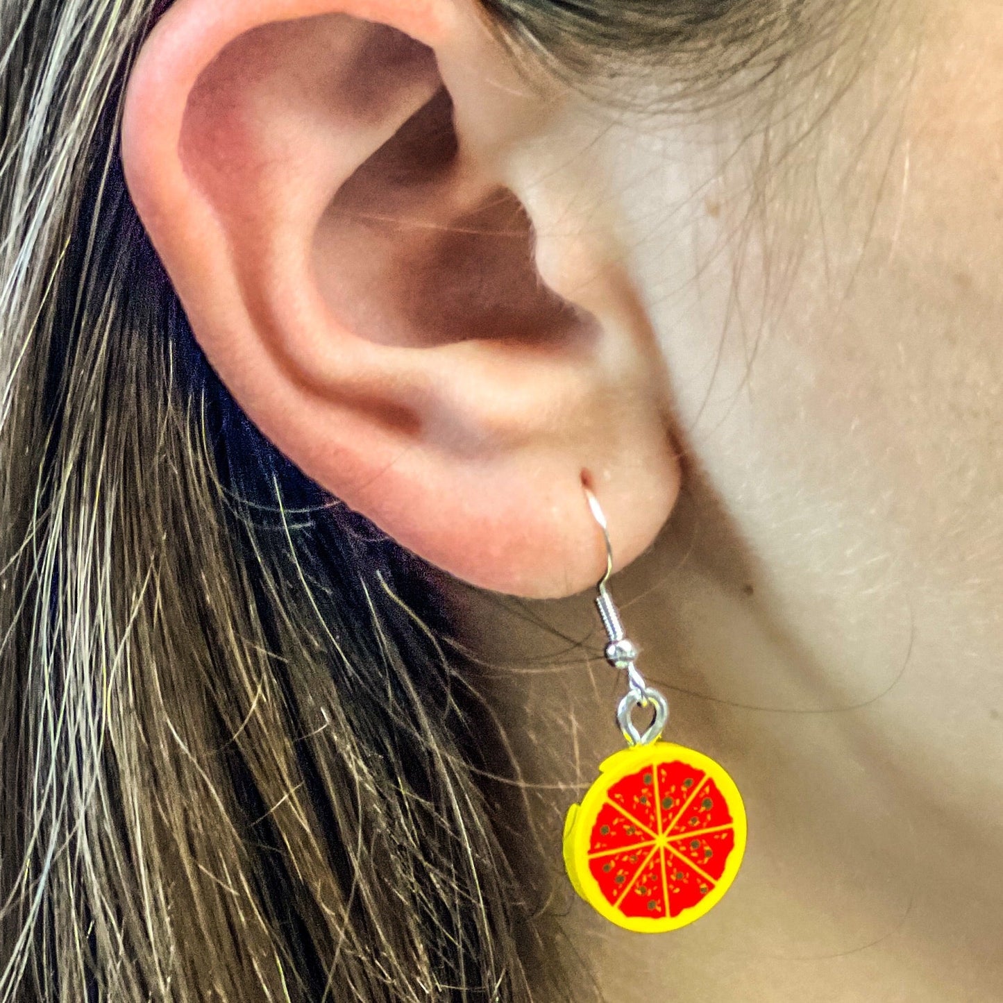 B3 Customs® Pepperoni Pizza Earrings made from LEGO Bricks