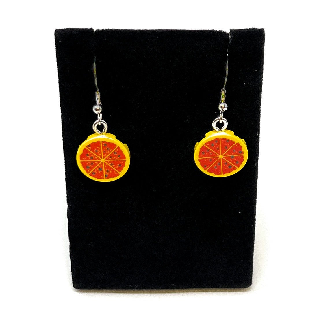 B3 Customs® Pepperoni Pizza Earrings made from LEGO Bricks