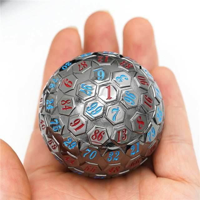 Black* Metal d100 w/ Red and Blue Numbers Dungeons and Dragons RPG - 