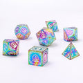 Wizard Solid Metal Polyhedral Dice Set - Rainbow with White - 