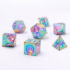 Wizard Solid Metal Polyhedral Dice Set - Rainbow with White - 
