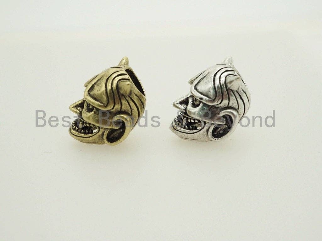 Antique Evil Goblin Head Bead, 550 Paracord Skull Charm, Survival Bracelet Beads, Lanyard Making Charm, Men's Bracelets DIY,16x19mm, sku#Y90