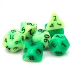 Druid's Pain 7-Dice Set Green & Light Green w/Green Numbers Dnd Dice Set - 
