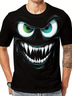 3D Evil Smile Shirt for Men – Streetwear Graphic Short Sleeve Tee