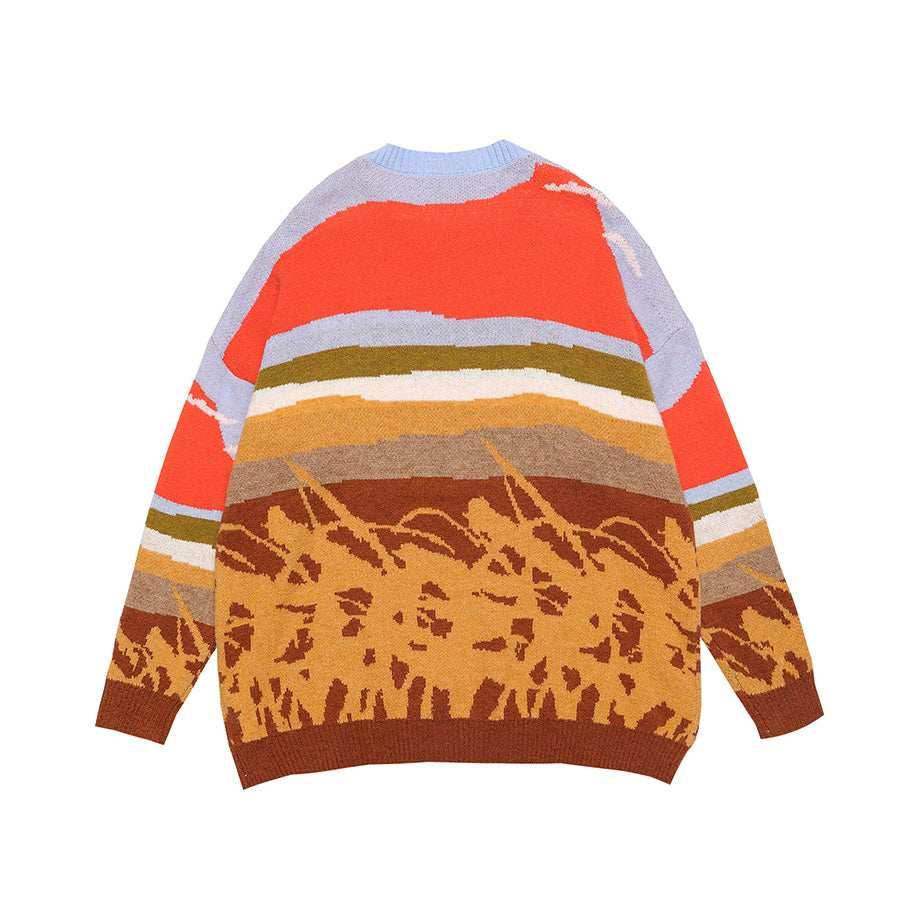 Farmland Artwork Knit Sweater - M