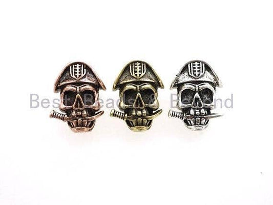 Antique Pirate Skull Paracord Beads, Paracord Survival Bracelet Beads, KeyChain Lanyard Making Findings, DIY Jewelry 15x21x11mm, sku#Y102