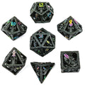 Skull's Grin Hollow Metal Dice Set - Black with Chromatic - 