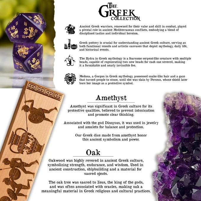 Greek Amethyst Stone Dice Set - Dice Around the World Collection 'PRE-ORDER | SPRING EVENT DEAL' - 