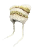 'Raspberry Chocolate' Harajuku Contrast Striped Plush Hat