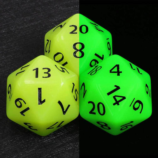 55mm Titan d20 (Glow Green) Glow in the Dark Huge d20 for DND RPG - 