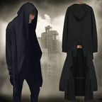 Gothic Hooded Cardigan Long Sleeves Cloak Men's - XS / Black