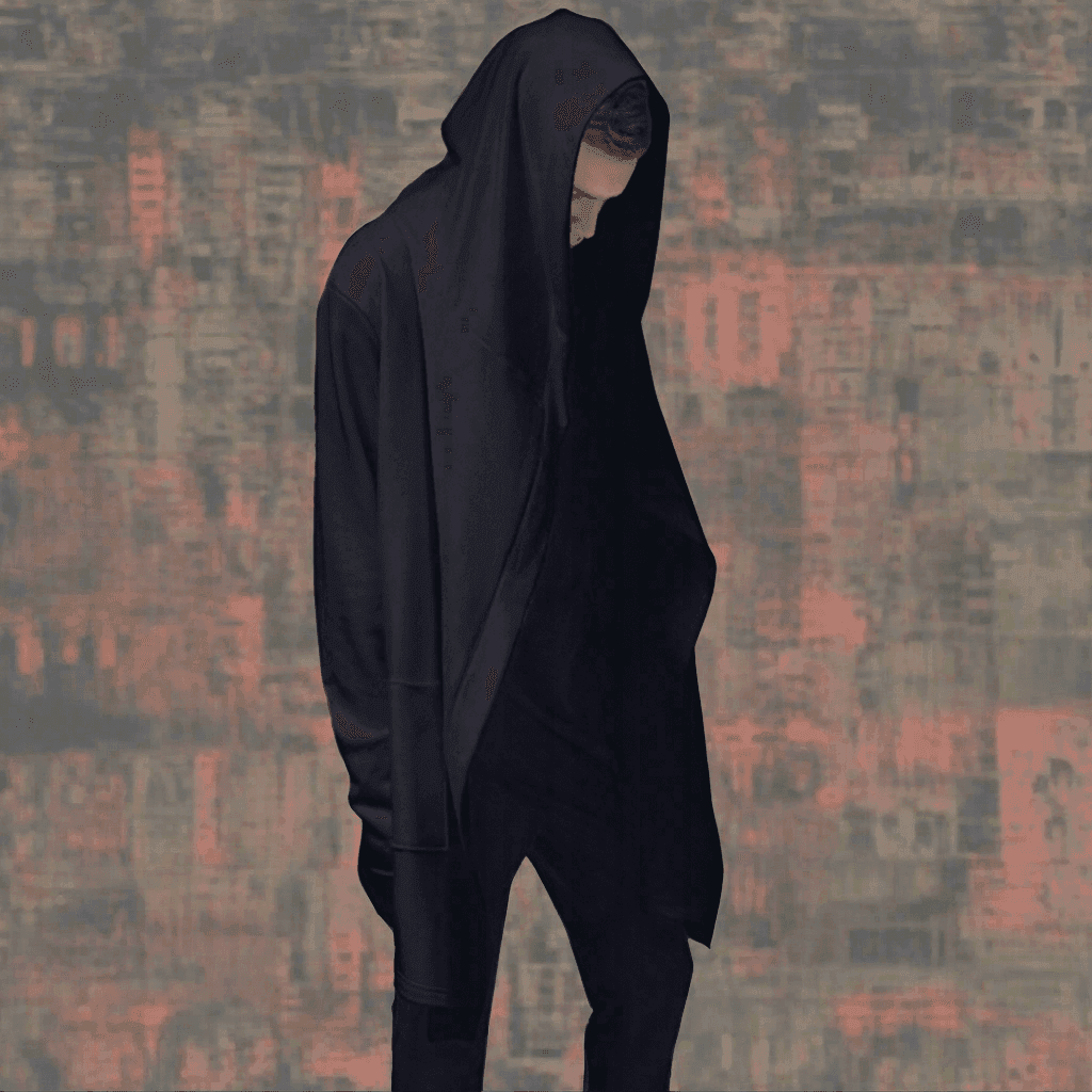 Gothic Hooded Cardigan Long Sleeves Cloak Men's - XS / Black