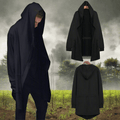 Gothic Hooded Cardigan Long Sleeves Cloak Men's - XS / Black
