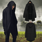 Gothic Hooded Cardigan Long Sleeves Cloak Men's - XS / Black