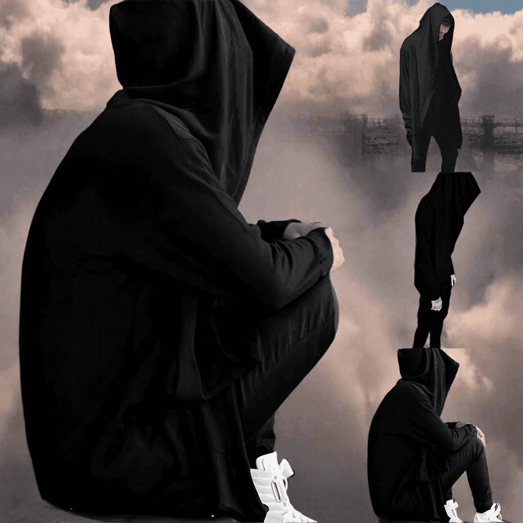 Gothic Hooded Cardigan Long Sleeves Cloak Men's - XS / Black