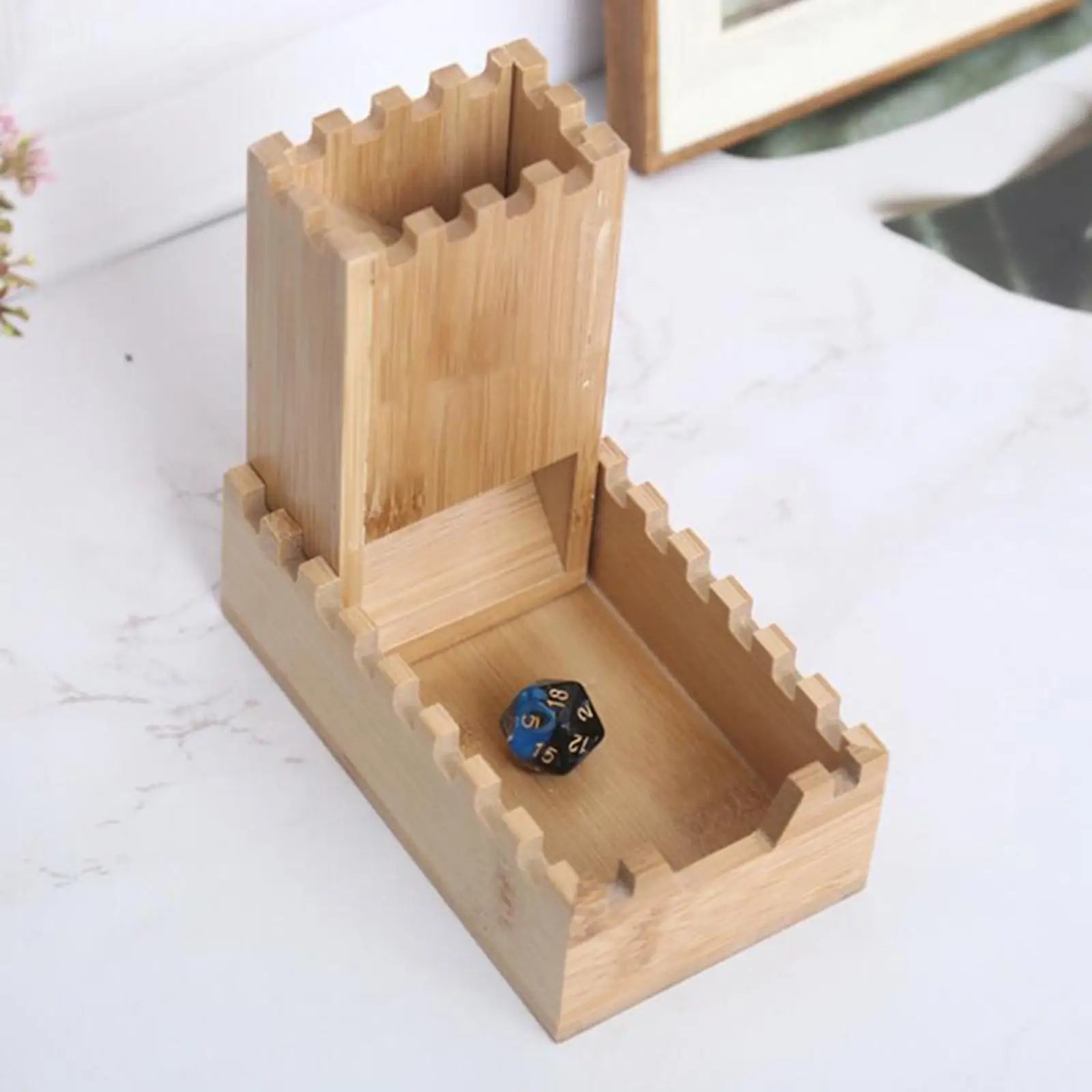 Bamboo Dice Tower Wooden Rolling Case Perfect for DM's, Mini Games, RPG Players