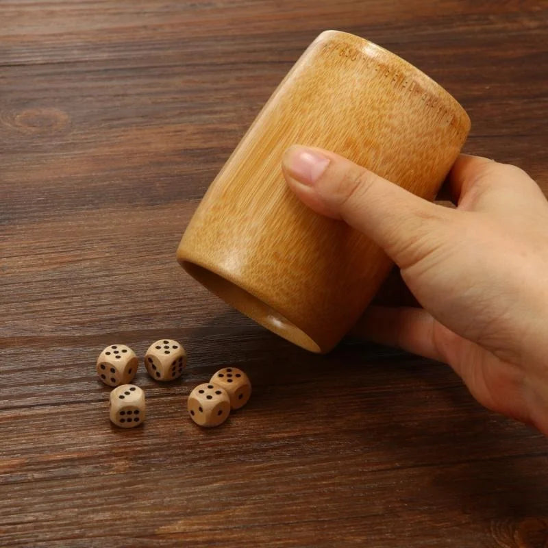 Bamboo Tube Dice Cup Wood Straight Tube KTV Bar Cup Manual Sieve Cup + Dice