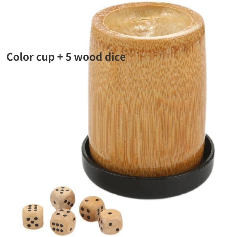 Bamboo Tube Dice Cup Wood Straight Tube KTV Bar Cup Manual Sieve Cup + Dice