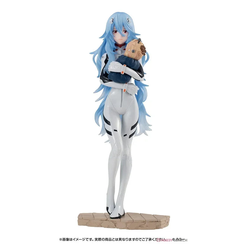 Bandai Original  EVANGELION Anime Figure Ayanami Rei Shokugan Long Hair Action Figure Toys for Kids Gift Collectible Model