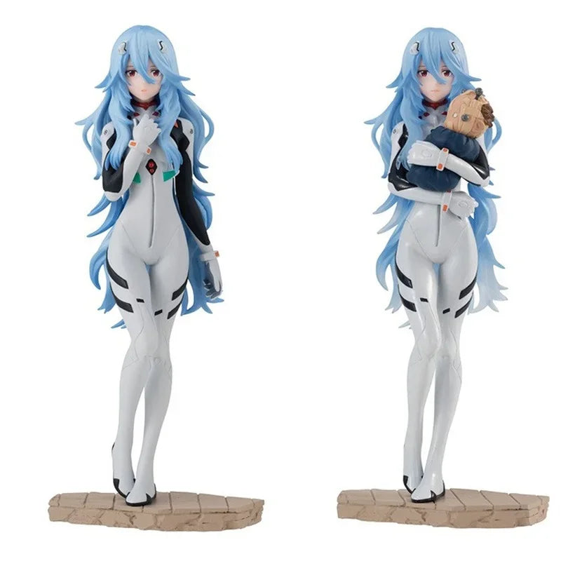 Bandai Original  EVANGELION Anime Figure Ayanami Rei Shokugan Long Hair Action Figure Toys for Kids Gift Collectible Model