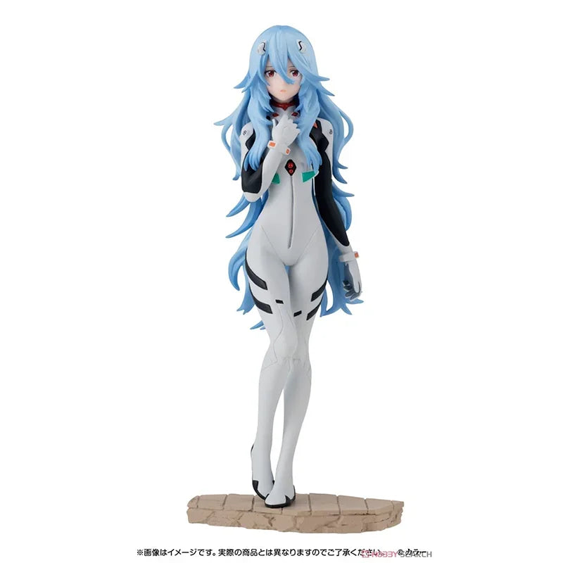 Bandai Original  EVANGELION Anime Figure Ayanami Rei Shokugan Long Hair Action Figure Toys for Kids Gift Collectible Model