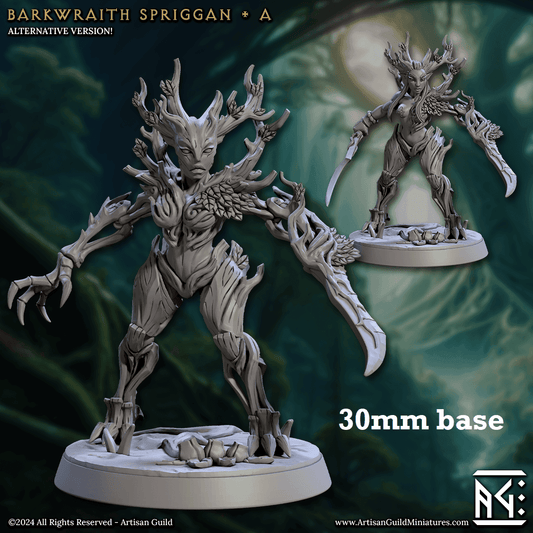 Barkwraith Spriggan: Sculpt A (Female Treefolk Warrior) - Treefolk Appearance / Claw