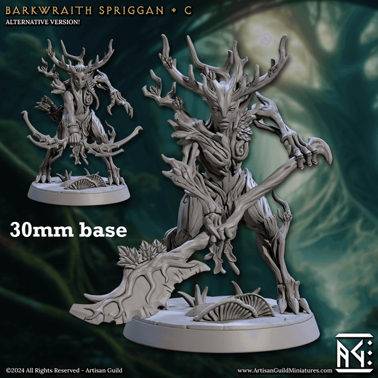 Barkwraith Spriggan: Sculpt C (Female Treefolk Ranger / Warrior) - Treefolk Appearance / Halberd